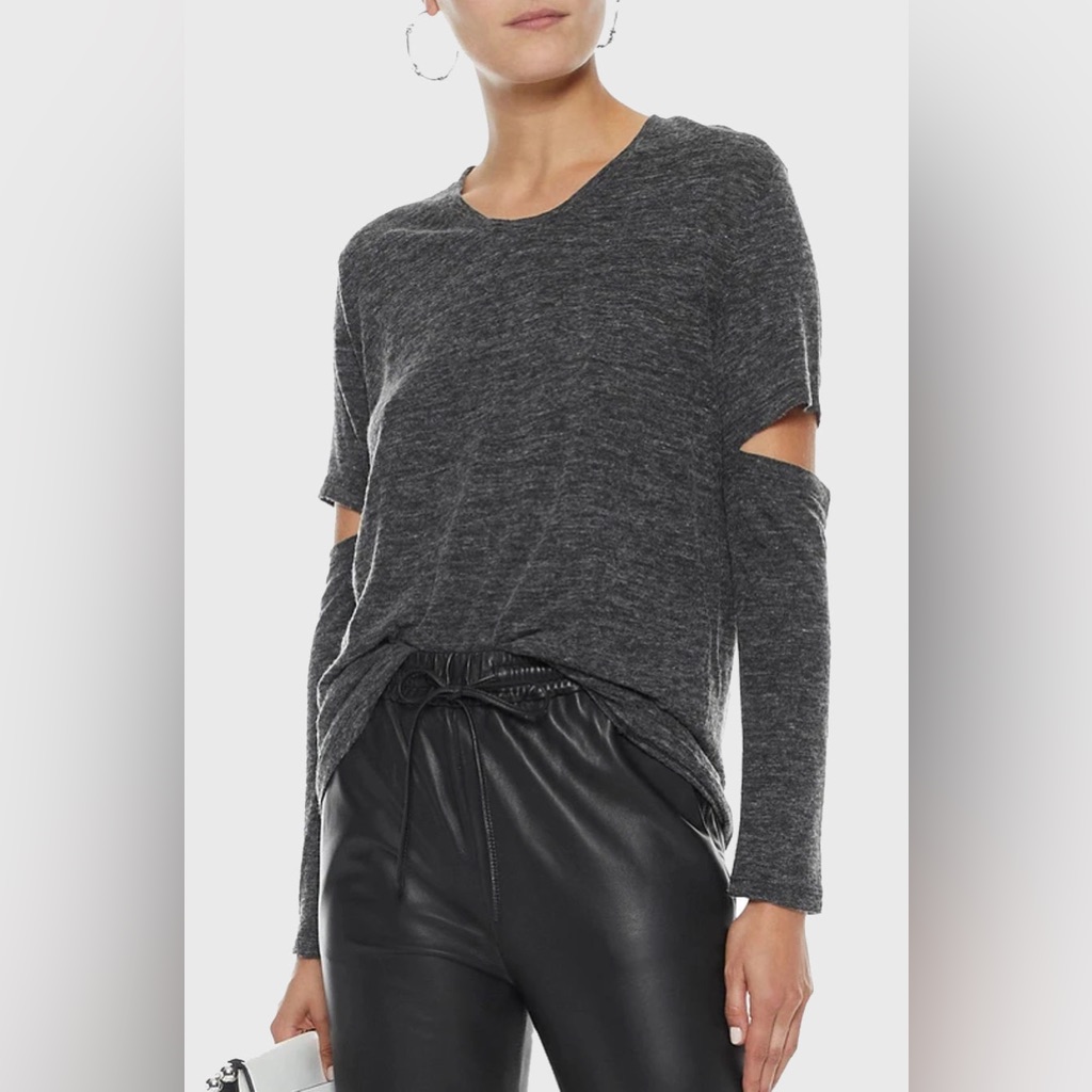 Iro Ilrier Top Anthracite Gray Long Sleeve T Shirt Top Cut Out Size Medium